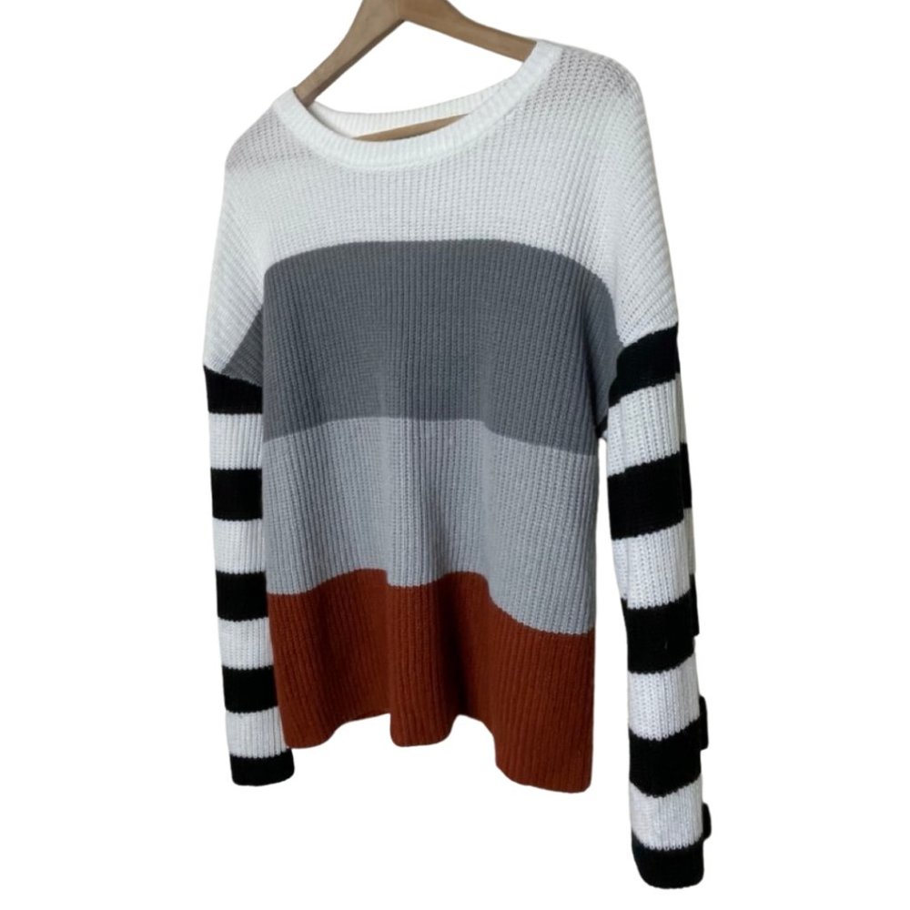 ZESICA | Color Blocked Long Sleeve Loose Knit Sweater | Size L - Picture 2 of 9